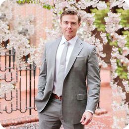 Costumes masculins Summer Grey Hommes pour mariage Prom Custom Groom Tuxedos Business Veste masculine Blazers Terno Masculino 2Pieces