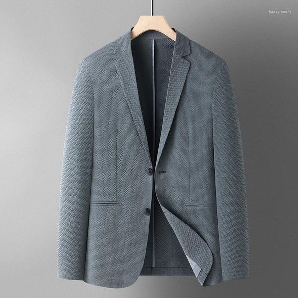 Costumes masculins La mode de haute qualité de haute qualité Handsome Seersucker Technology Lightweight Cool Breathable Business Casual Single Suit Suit Veste