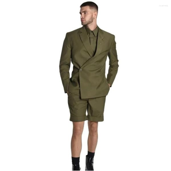 Trajes para hombres Summer Men 2 piezas con pantalón corto 1 botón Ropa Cause Daily Wear Groom Vestido de graduación