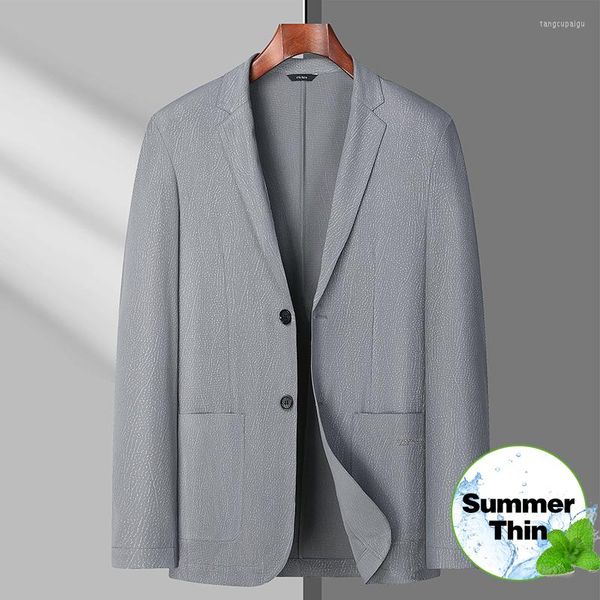 Costumes pour hommes été hommes minces Blazers veste glace soie respirant élastique affaires costume décontracté fête robe de mariée grande taille 7XL 8XL