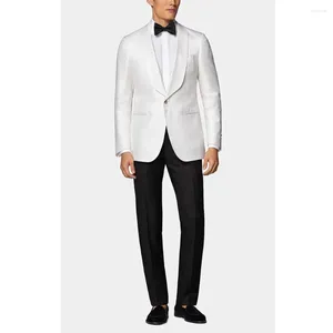 Costumes masculins Sumoux solides hommes deux pièces élégants châles revers un bouton costume mince banquet de fête Tuxedo de mariage (pantalon de blazer)