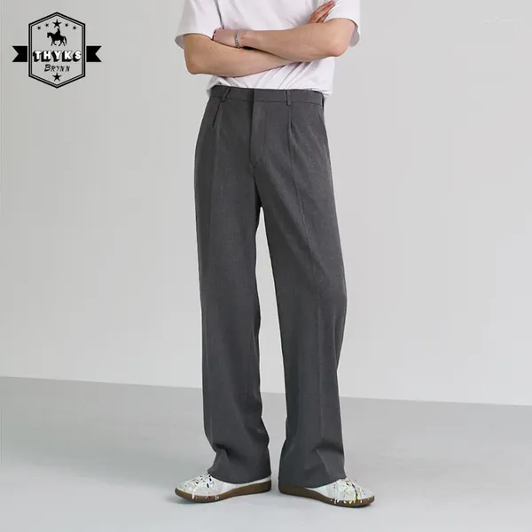 Trajes para hombres Pantalones de traje de gran tamaño finos de verano para hombre Moda coreana Casual Pantalones de algodón de color sólido Hombre Harajuku Suelto Simple Recto