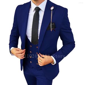 Costumes pour hommes sur mesure 3 pièces hommes coupe ajustée élégant formel garçons d'honneur marié mariage (Blazer gilet pantalon) Trajes De Hombre