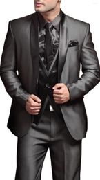 Costumes pour hommes sur mesure costume pour hommes noir hommes d'affaires mariage 3 pièces veste pantalon gilet cravate Traje De Novio Para Boda