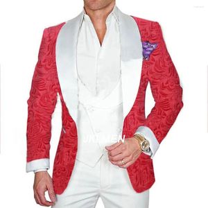 Costumes pour hommes sur mesure rouge violet noir bleu veste blanc gilet pantalon à fleurs garçons d'honneur costume de mariage 3 pièces ensemble hommes