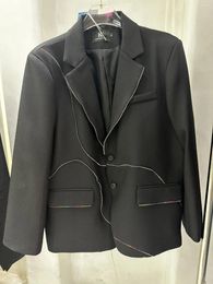 Costumes pour hommes TD9041 mode manteaux vestes 2023 piste Semi-transparente Jacquard maille chinois à lacets été costume ample