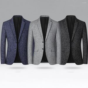 Herenpakken Temperament Suit jas Outswear Men Blazer Solid Color Soft Pure Pockets