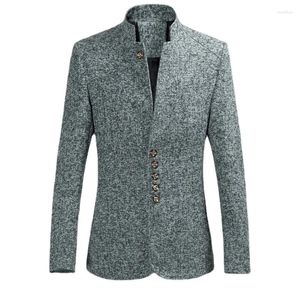 Herenpakken De 2024 Herfst Winter Vrije tijd Cultiveren Je Moraliteit Gunsten Chinese Tuniek Pak Blazer Man Pure Kleur Wollen Doek jas