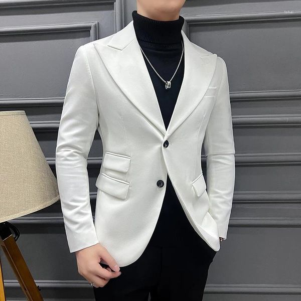 Costumes masculins The Blazer Fashion Business Slim-Fit à poitrine de couleur unie solide Light Light Breasted Work Casual Elegant Gentleman's Suit