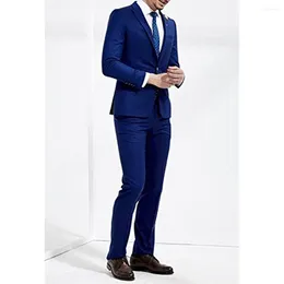 Herenpakken Het nieuwste jasontwerp Royal Blue Men's Suit Business Slim Tight Formal Groom Groom 2 stuks Kleding Tuxedo Custom Wedding Men