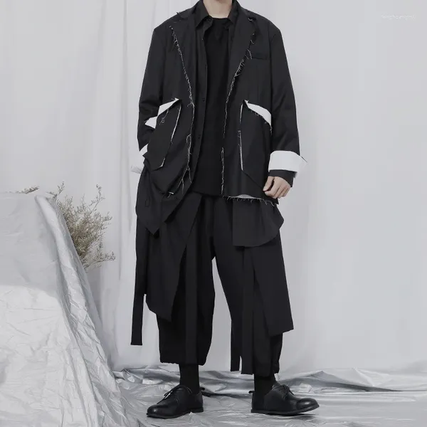 Costumes pour hommes, costume du printemps 2023, manteau avec Logo Original, conception Flash, couture Yamamoto, ample, noir et blanc
