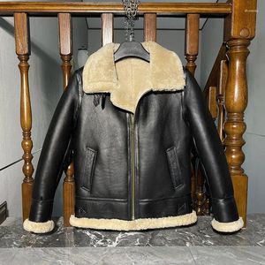 Trajes de hombre de piel Original gruesa One B3, traje de vuelo para hombre, chaqueta de cuero genuino con solapa delgada para invierno, pantalones cortos para motocicleta a la moda para hombre, abrigos