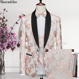 Herenkostuums Thorndike Klassiek Design Met Zwarte Revers Kostuum Homme Feest Bruiloft Voor Mannen Terno Masculino Slim Fit Bruidegom Smoking