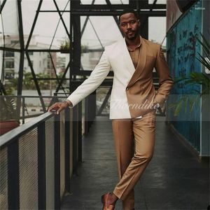 Men's Suits Thorndike Mixed Color Suit White Brown Tuxedo 2023 Fashion Design Man Party