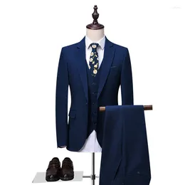 Abiti da uomo Abito a tre pezzi Versione coreana Slim-fit Business Casual L Ufficio Abito professionale Abito da sposa Sposo Uomo PROM Smoking