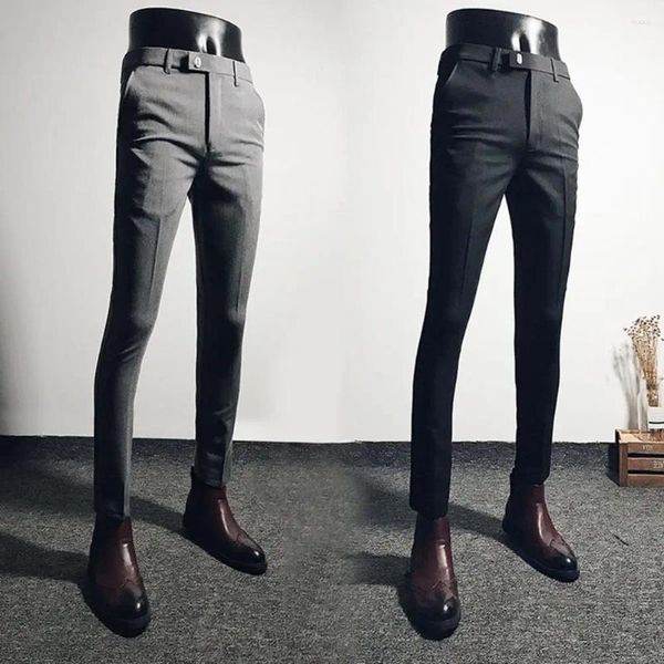 Trajes de hombre Pantalones formales de moda para hombres Traje con tacto de piel Buen toque Slim Fit Cremallera Vestimenta de negocios