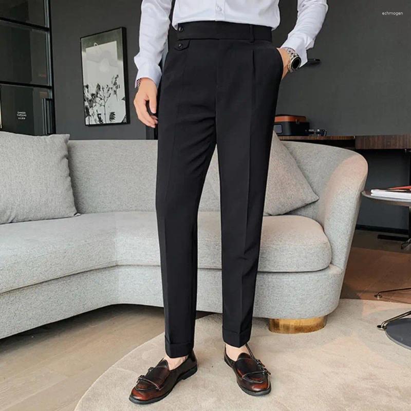 Abiti da uomo Pantaloni da uomo alla moda Pantaloni eleganti da uomo Vita alta Slim Fit Cerniera Streetwear