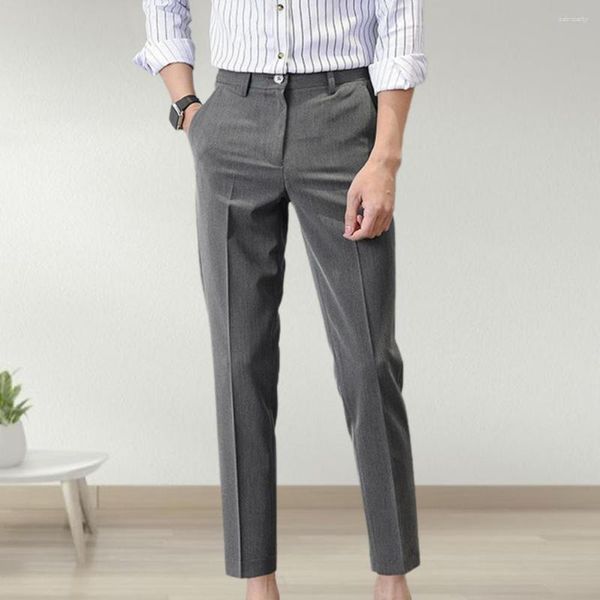 Trajes de hombre Pantalones de traje de moda Casual Antiarrugas Slim Fit Hasta el tobillo Cremallera Negocios Resistente al desgaste