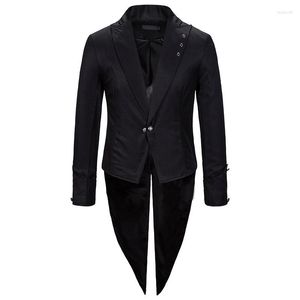 Herenpakken Tuxedo Blazer Tailcoat Men's Formele jas bruiloft uniform rapelkraag Halloween goochelaar kostuum outfit zwart rood