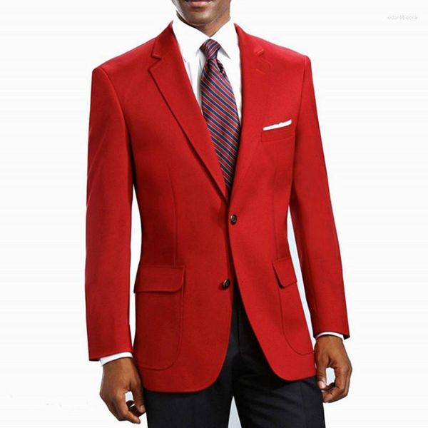 Costumes pour hommes Veste de smoking Hommes Groomsmen Notch Revers Groom Tuxedos Deux Boutons De Mariage Rouge Homme Costume (Veste Pantalon Cravate Mouchoir)