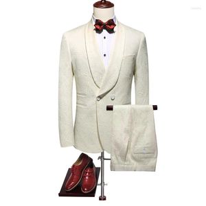 Herenpakken Tuxedo Wedding Men Bruidegom Huwelijksfeest Pak Kleding Gedrukt Plus size Slim Fit 2 PCS Casual Nightclub Dress Blazers