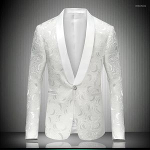 Herenpakken Tuxedos Dress Mens White Blazer Sjawl Kraag 2023 Party Bruiloft Blazers voor mannelijk podium Draag Gentleman Suit jas 8660