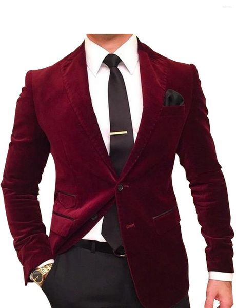 Trajes para hombres Velvet Traje de negocios de 2 piezas Slim Fit Chaqueta pantalón