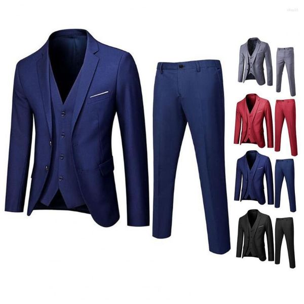 Trajes para hombre, chaleco, abrigo, conjunto de pantalones, elegante traje de negocios para reuniones formales, bodas, padrinos de boda, chaqueta antiarrugas ajustada