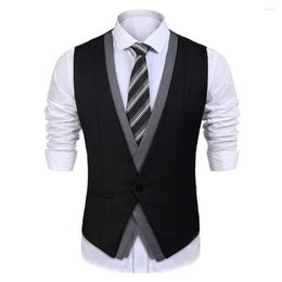 Trajes de hombre chaleco Steampunk Colete Masculino negro de un solo pecho gris elegante Slim Fit Casual boda novio chaleco hecho a medida