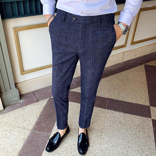 Costumes pour hommes Vintage Old Money Style Pantalons Business Slim Fit Casual Classic Plaid Suit Wedding Party