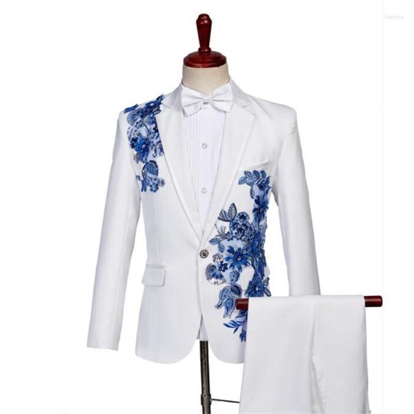 Hommes Costumes De Mariage Pour Hommes Blazer Garçons De Bal Mariage De Mode Mince Masculino Dernières Manteau Pantalon Conceptions Chorus Marié Vêtements Blanc