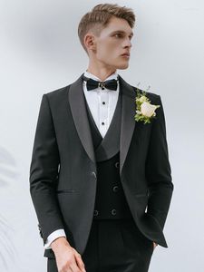 Costumes pour hommes Mariage Groom Wear Black Set Slim Fit Single One Button Party Perform Host Dress Hommes Vêtements formels 44 58 Plus Size Suit