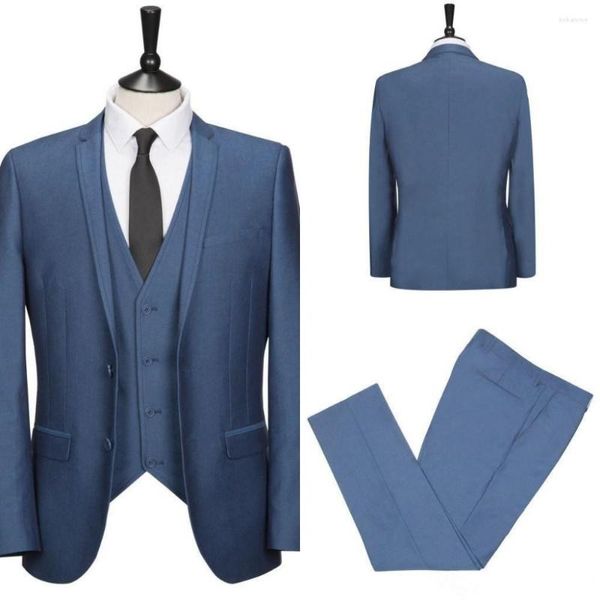 Costumes pour hommes mariage homme 2023 homme Blazer bleu Slim ajusté 3 pièces veste ensembles affaires Style Costumes italien classique vêtements formels