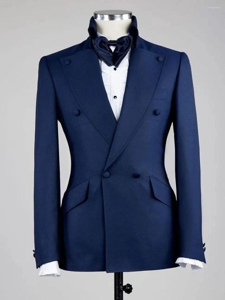 Trajes para hombre Traje de boda 2024 Conjuntos de chaqueta Slim Fit Azul marino Cena formal Esmoquin Trajes de 2 piezas (Blazer Pantalones) Homme Tamaño personalizado