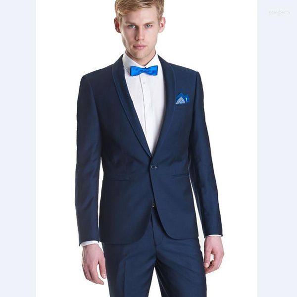 Trajes de hombre chaqueta de esmoquin de boda para hombre 2023 novio esmoquin de cena con un botón ropa Formal azul traje de hombre