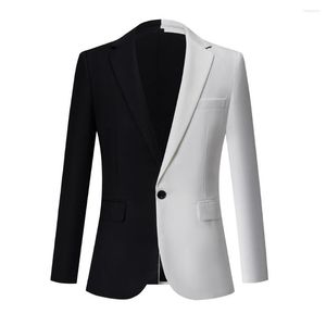 Herenpakken Witte en zwarte kleur bijpassende blazer Mode Business Casual Man Slanke jasje Banket Bruiloft Club Jurk