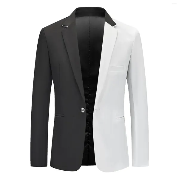 Costumes pour hommes, veste de costume blanc et noir, coupe cintrée, Blazer de couleur assortie, simple boutonnage, manteau de marié de mariage
