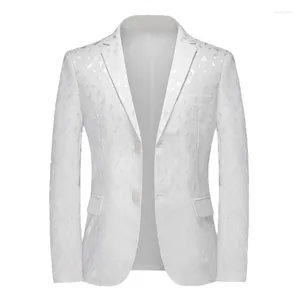 Costumes pour hommes blanc jolie pochette hommes mode automne Double couche Jacquard luxueux Banquet mariage costume masculin grande taille 5XL 6XL