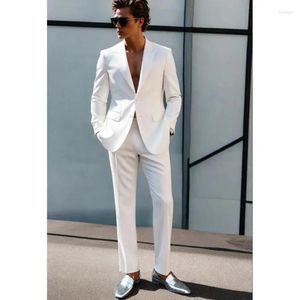 Costumes pour hommes messieurs blancs hommes pantalon de veste de 2 pièces formel