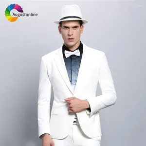 Pakken voor heren Wit Heren voor bruiloft Blazerkostuums Op maat gemaakt Slim Fit Casual Tuxedo Prom Party Man 2024 Terno Masculino 2 stuks