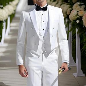 Herenpakken Witte Slipjas Bruiloft 2024 Roken Party Tuxedo 3 Stuks Custom Made Bruidegom Terno Mannelijke Mode Kostuum