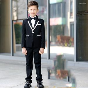 Costumes pour hommes en gros sur mesure noir enfants veste pantalon 2 pièces ensembles fête porter Junior décontracté garçon mariage Blazer pantalon