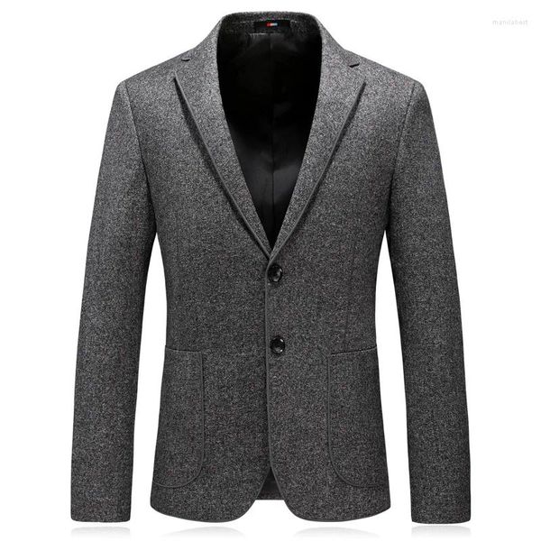 Costumes pour hommes hiver classique affaires gris costume veste pour hommes coupe ajustée blazer décontracté mariage marié vêtements d'extérieur formels