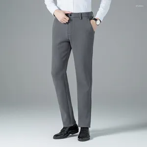 Trajes para hombres Invierno Hombres Negro Gris Traje Pantalones Elegantes Negocios Casual Pantalón Ropa de Oficina Térmico Antiestático Spandex Poliéster Tela Pantalones