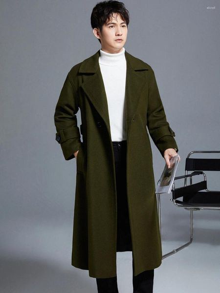 Costumes pour hommes hiver laine vêtements d'extérieur long manteau hommes affaires décontracté mode pardessus automne double boutonnage laine vestes pour vêtements masculins