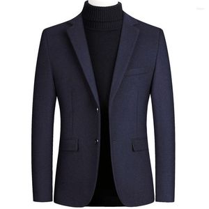 Trajes de hombre Blazers de lana chaqueta de traje de hombre de gran tamaño sólido de negocios Casual ropa de invierno para hombre abrigo de boda 4XL BFJ002