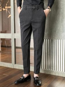 Trajes de hombre Pantalones de traje de lana Pantalones casuales de negocios Lana gruesa Slim Fit Pies pequeños Recto Recortado 5565