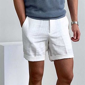 Short de plage d'été masculin zipper réconforte respirant court court extérieur streetwear lin coton mélange élégant décontracté inélastique