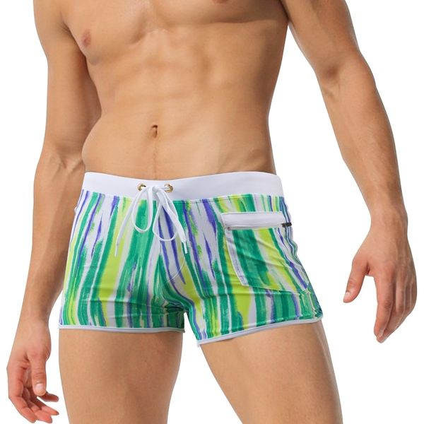 Playa de verano para hombres Troncos de natación Raya floral Tabla de surf Pantalones cortos Traje de baño Pantalones cortos delgados Ropa de playa 210515