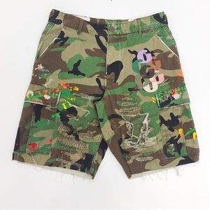 Heren zomer camouflage echte lederen shorts